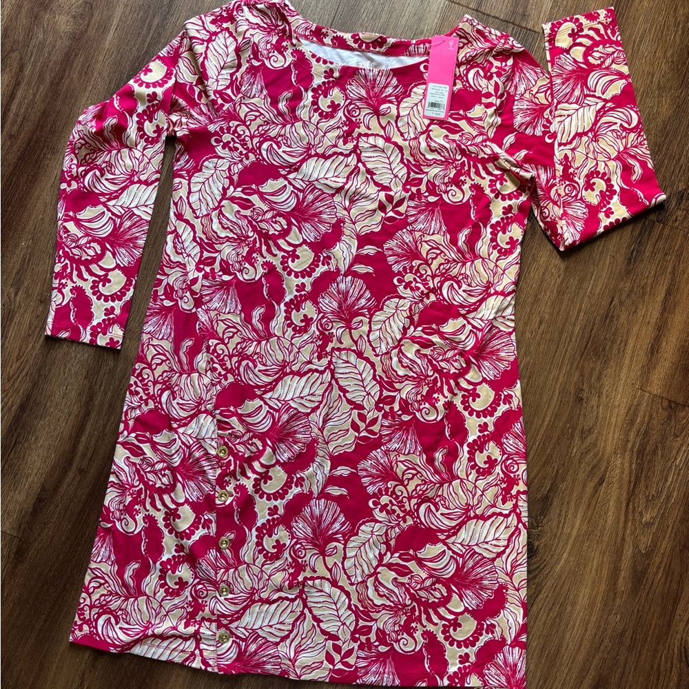 Lily Pulitzer Burgundy/Pink/Cream Maddox UPF50+ Dress